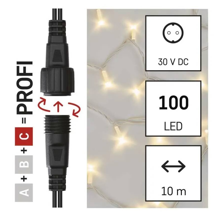 Instalație luminoasă LED pentru exterior 100xLED/10m IP44 alb cald