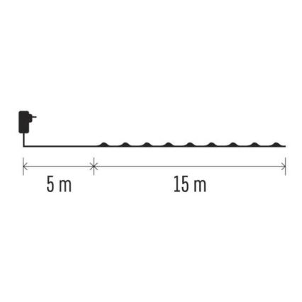 Instalație luminoasă LED pentru exterior, 150 LED / 20 m, IP44, alb rece