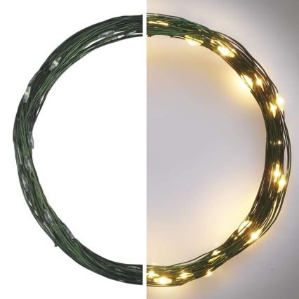 Instalație luminoasă LED pentru exterior, 40 LED, 9 m, IP44, alb cald