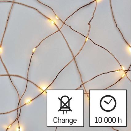 Instalație luminoasă LED pentru exterior, 40 LED, 9 m, IP44, alb cald