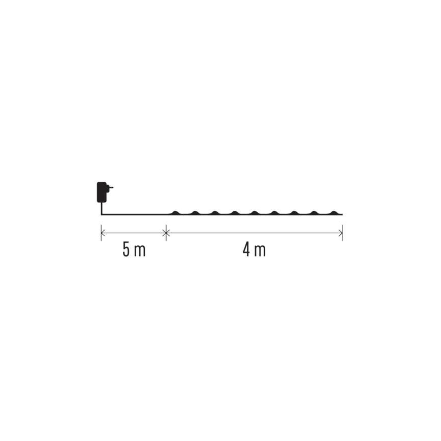 Instalație luminoasă LED pentru exterior, 40 LED, 9 m, IP44, alb cald