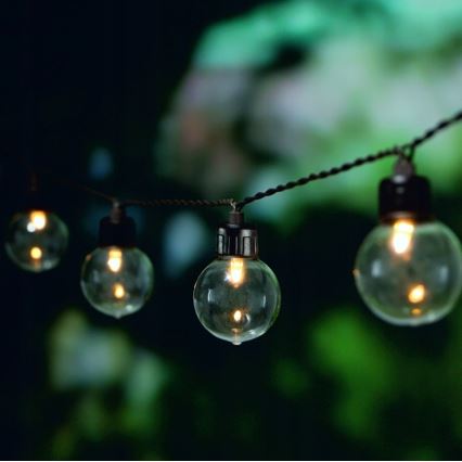 Instalație luminoasă solară LED 20xLED/8 funcții 500 mAh 7,6 m IP67 alb cald