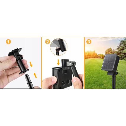 Instalație luminoasă solară LED 20xLED/8 funcții 500 mAh 7,6 m IP67 alb cald