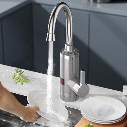 Instant de apă caldă cu afișaj LED 3000W/230V IPX4 oțel inoxidabil