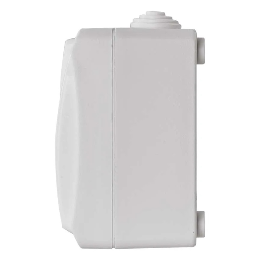 Întrerupător cap scară nr. 6 cu priză electrică 250V/16A IP44 alb