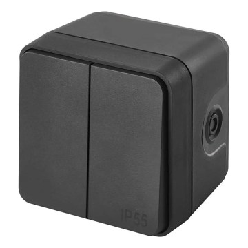 Întrerupător pentru casă, 2 butoane (comutator alternant), 6+6, IP55, antracit