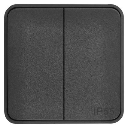 Întrerupător pentru casă, 2 butoane (comutator alternant), 6+6, IP55, antracit