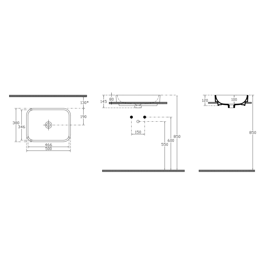 Isvea - Lavoar pentru blat AQUA 50x38 cm ceramică/alb
