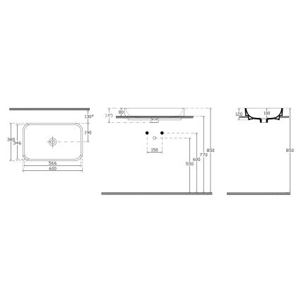 Isvea - Lavoar pentru blat AQUA 60x38 cm ceramică/alb