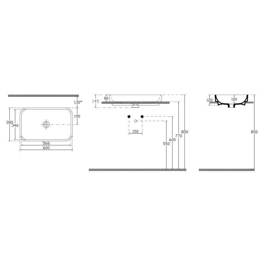 Isvea - Lavoar pentru blat AQUA 60x38 cm ceramică/alb