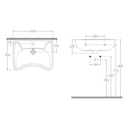 Isvea - Lavoar suspendat pentru persoane cu dizabilități, 45,6 x 59,5 cm, ceramică/alb