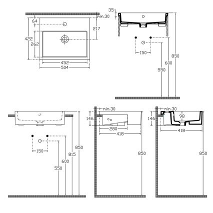 Isvea - Lavoar semi-încăstrat PURITY 50x42 cm ceramică/alb