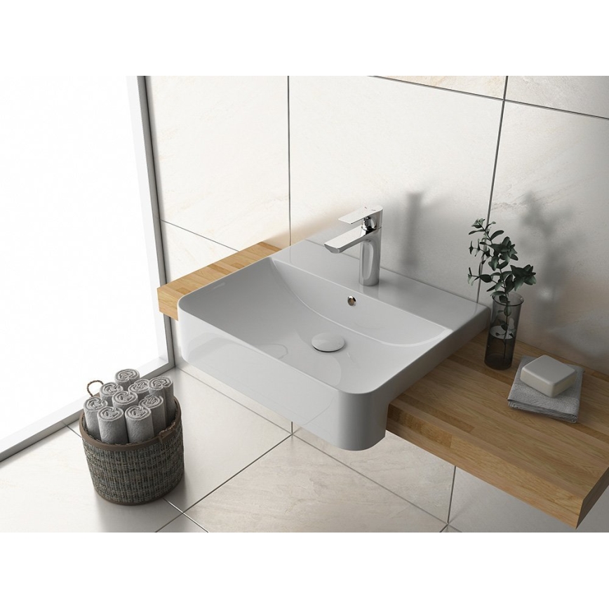 Isvea - Lavoar semi-încastrat SOTT AQUA 59x49 cm ceramică/alb