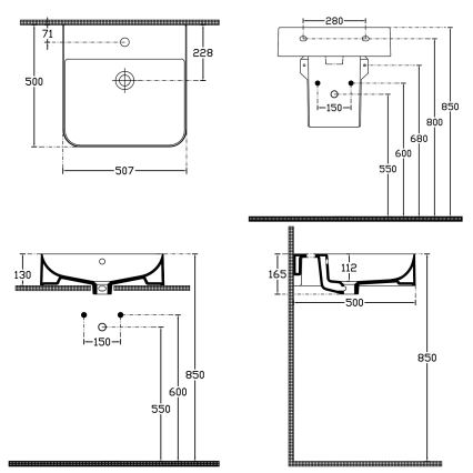 Isvea - Lavoar SOTT AQUA 50x50 cm, montare pe blat/suspendat, ceramică, alb