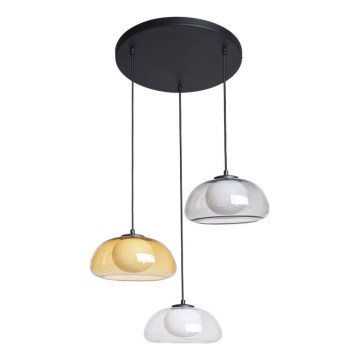 ITALUX - Lustră suspendată pe cablu AINALE 3xG9/7W/230V negru/transparent/fumat/bej/gri