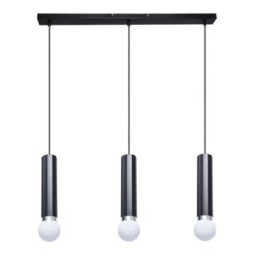 ITALUX - Lustră suspendată pe cablu MACERA 3xE27/40W/230V, neagră