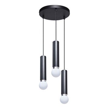 ITALUX - Lustră suspendată pe cablu MACERA 3xE27/40W/230V negru