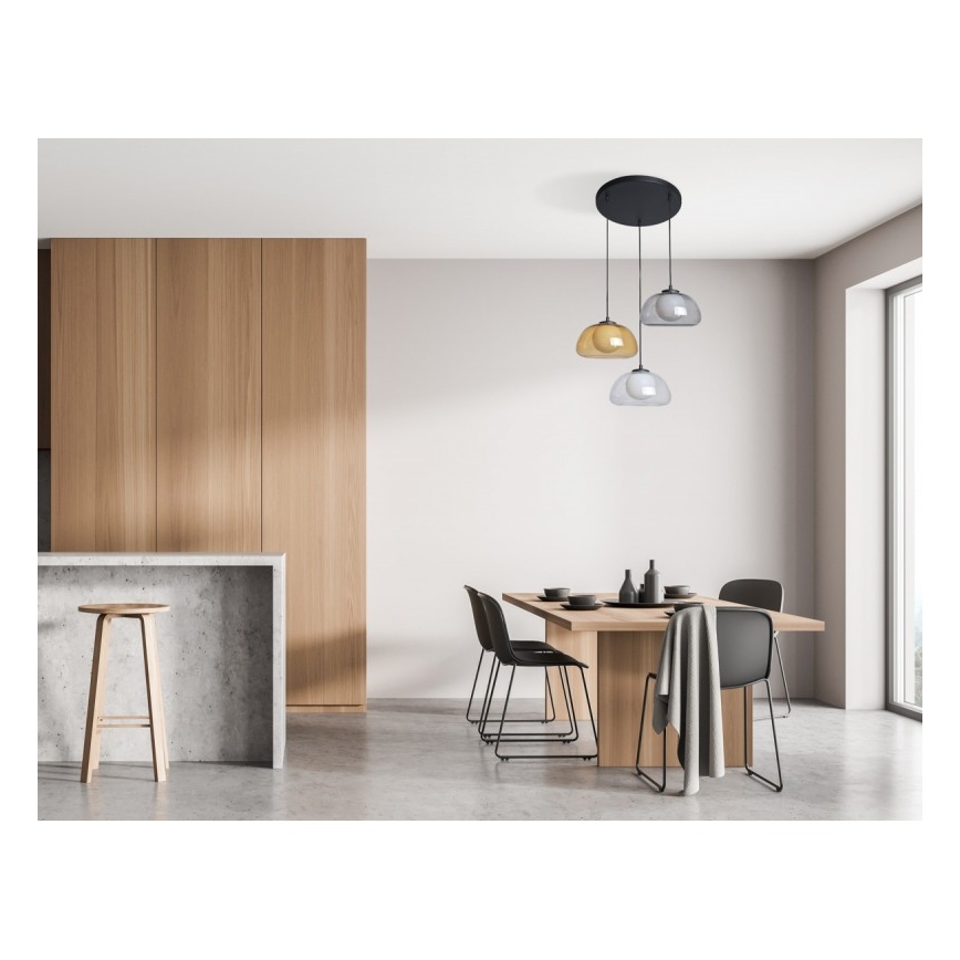ITALUX - Lustră suspendată pe cablu AINALE 3xG9/7W/230V negru/transparent/fumat/bej/gri