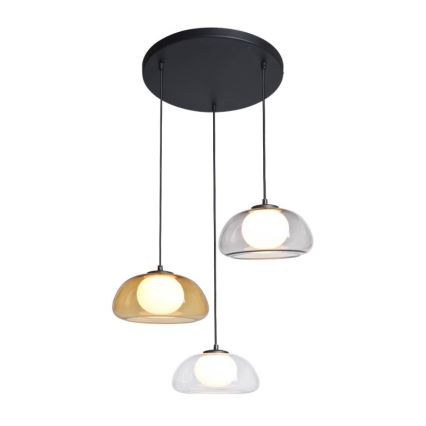 ITALUX - Lustră suspendată pe cablu AINALE 3xG9/7W/230V negru/transparent/fumat/bej/gri