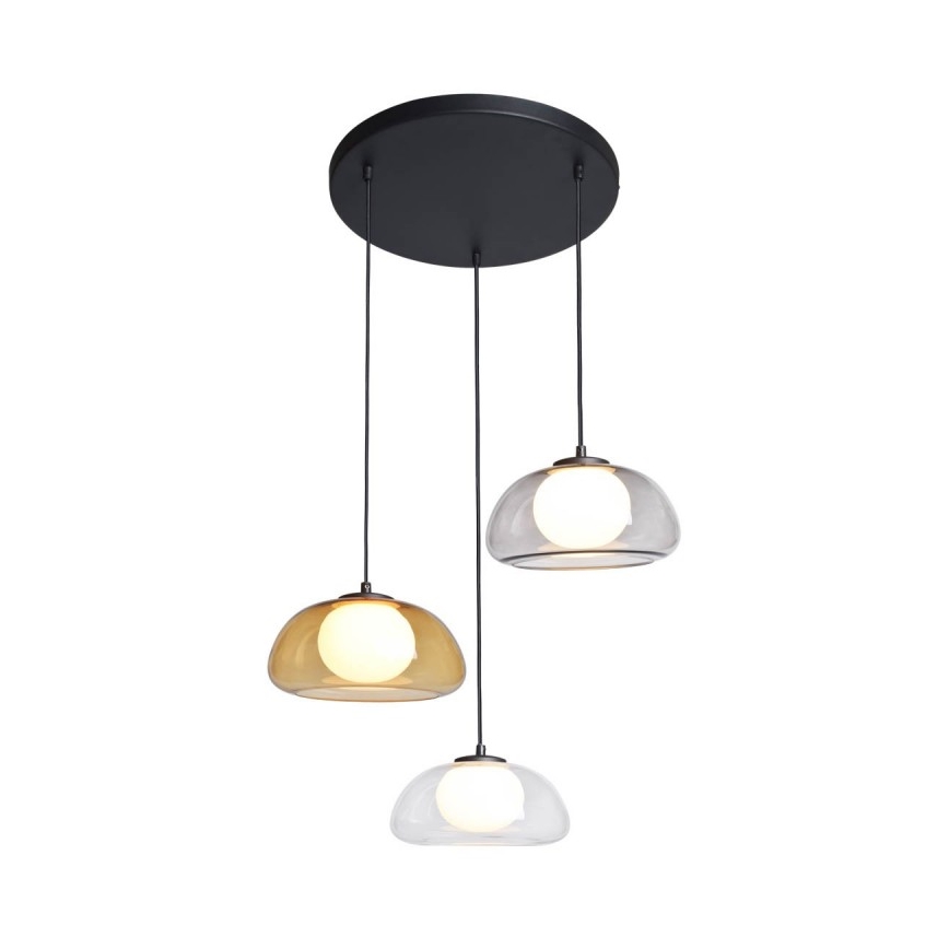 ITALUX - Lustră suspendată pe cablu AINALE 3xG9/7W/230V negru/transparent/fumat/bej/gri