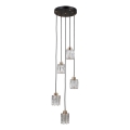 ITALUX - Lustru suspendat cu cablu TORNO, 5 x E14/40W/230V, negru/auriu