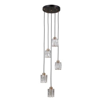 ITALUX - Lustru suspendat cu cablu TORNO, 5 x E14/40W/230V, negru/auriu