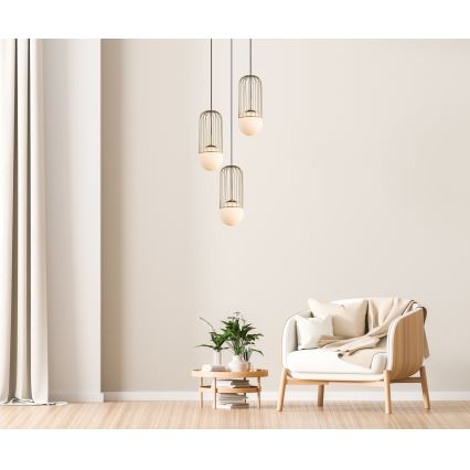 ITALUX - Lustră pe cablu MATTY 3xE27/40W/230V auriu