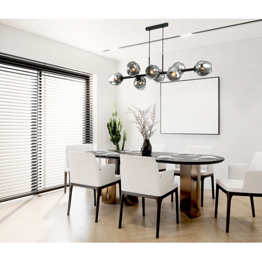 ITALUX - Lustră pe cablu BORGO 8xE27/40W/230V negru