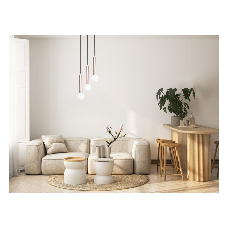 ITALUX - Lustră suspendată pe cablu FILANO 3xG9/5W/230V aur roz