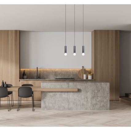 ITALUX - Lustră suspendată pe cablu MACERA 3xE27/40W/230V, neagră