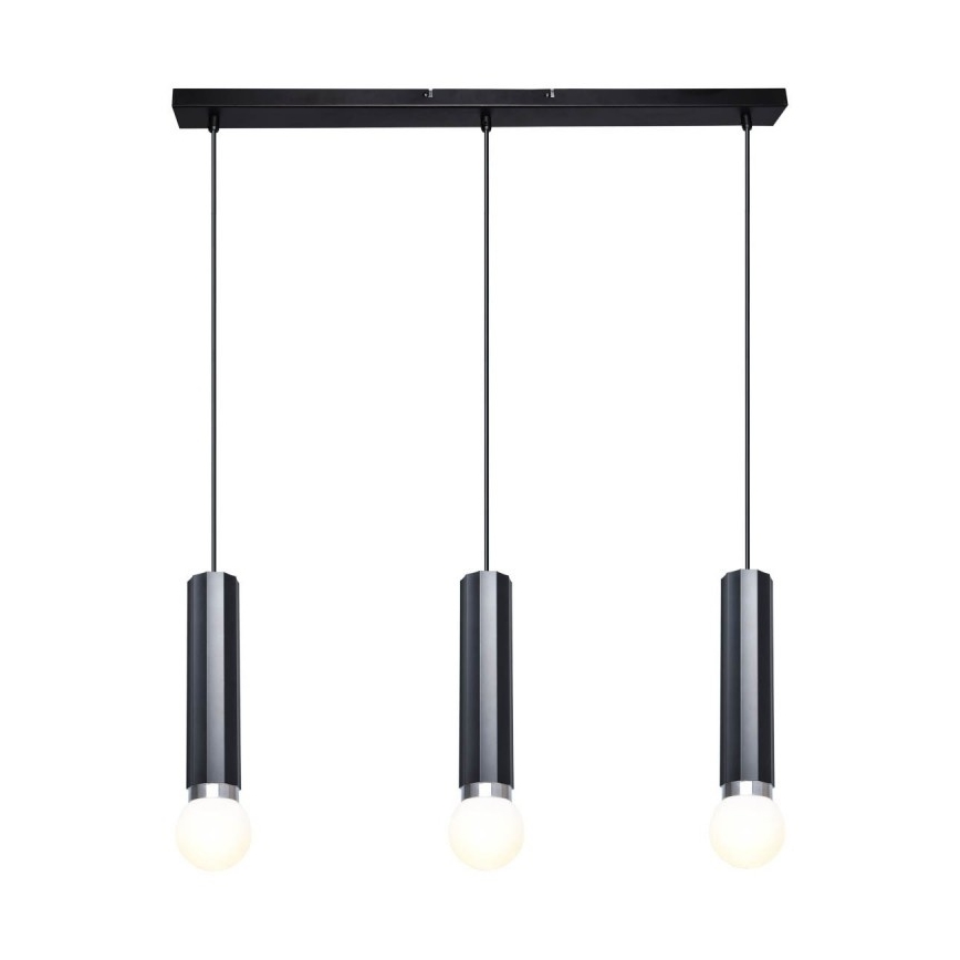 ITALUX - Lustră suspendată pe cablu MACERA 3xE27/40W/230V, neagră