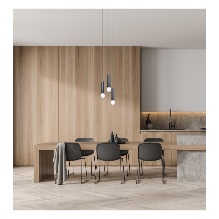 ITALUX - Lustră suspendată pe cablu MACERA 3xE27/40W/230V negru