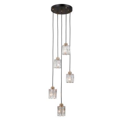 ITALUX - Lustru suspendat cu cablu TORNO, 5 x E14/40W/230V, negru/auriu