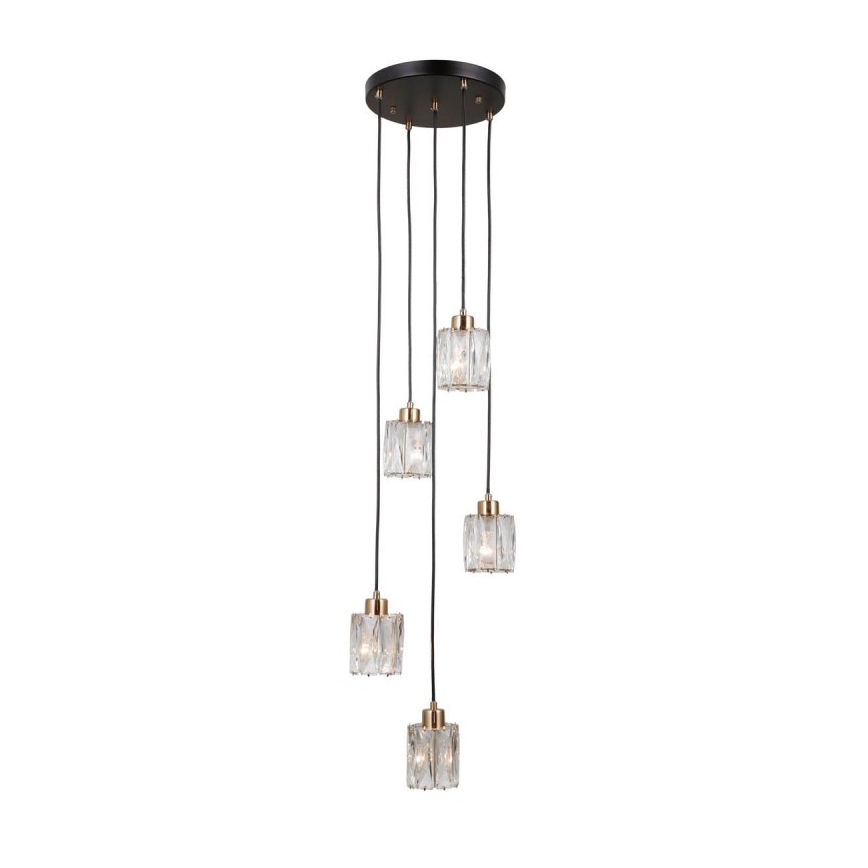 ITALUX - Lustru suspendat cu cablu TORNO, 5 x E14/40W/230V, negru/auriu