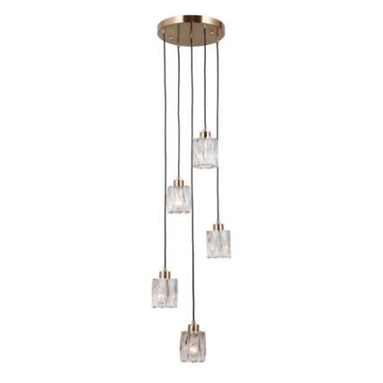 ITALUX - Candelabru suspendat pe cablu TORNO 5xE14/40W/230V, auriu