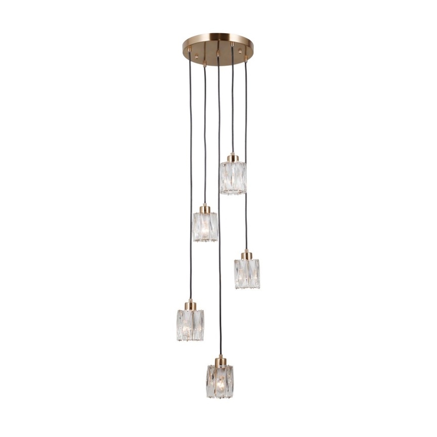 ITALUX - Candelabru suspendat pe cablu TORNO 5xE14/40W/230V, auriu