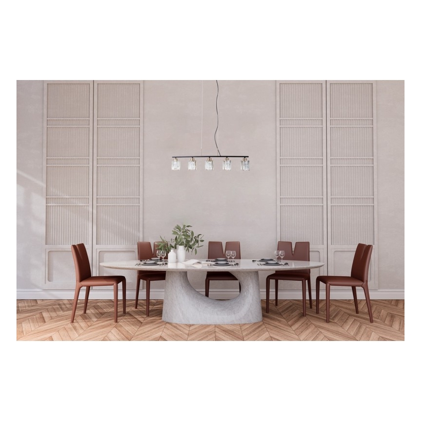 ITALUX - Candelabru suspendat pe cablu SIMONA 5xE14/40W/230V negru/auriu
