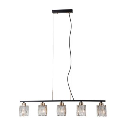 ITALUX - Candelabru suspendat pe cablu SIMONA 5xE14/40W/230V negru/auriu
