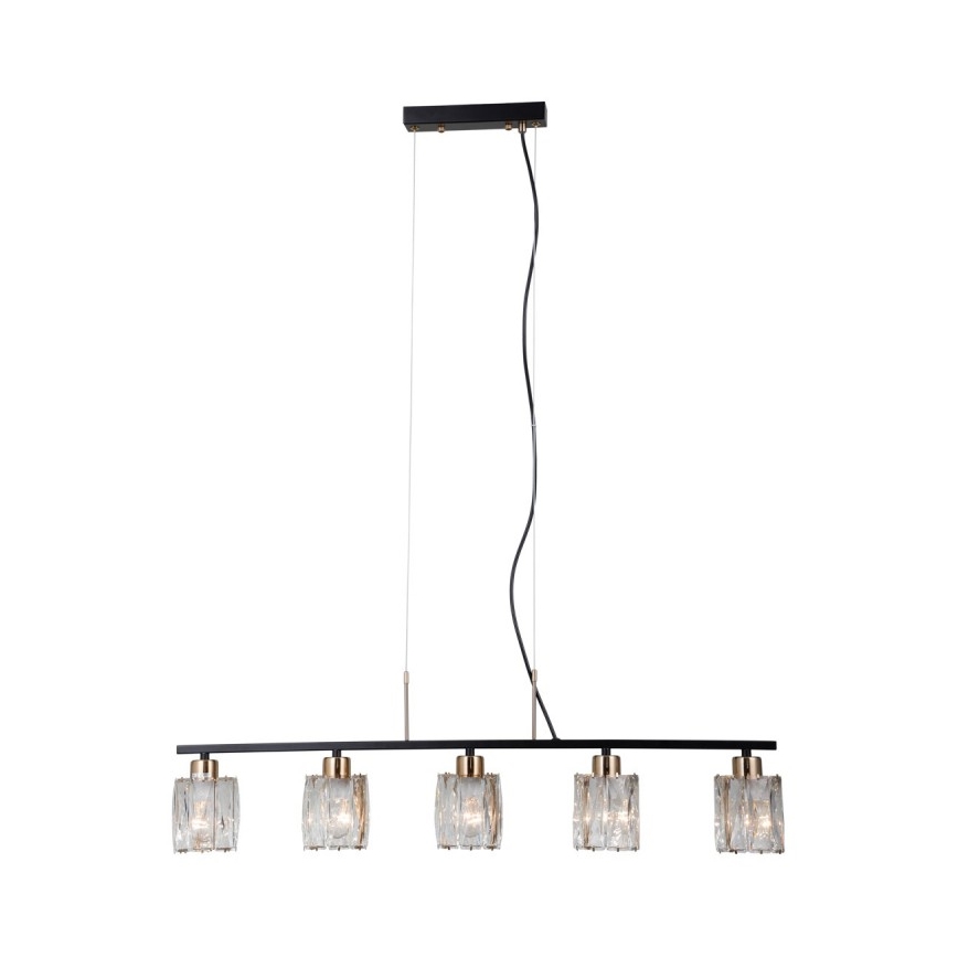 ITALUX - Candelabru suspendat pe cablu SIMONA 5xE14/40W/230V negru/auriu