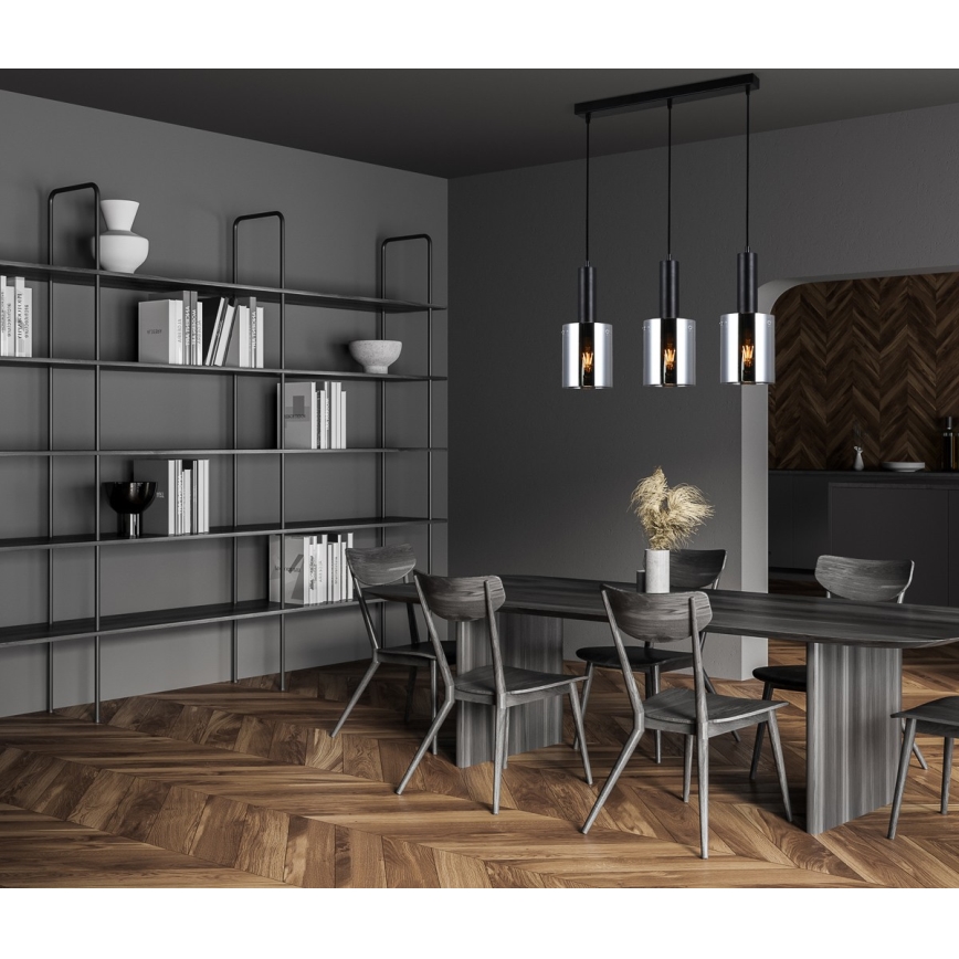 ITALUX - Lustră pe cablu SARDO 3xE27/40W/230V negru