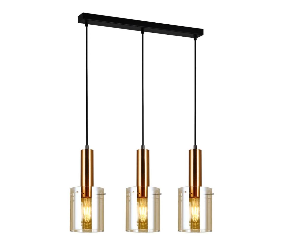 Lustră pe cablu SARDO 3xE27/40W/230V negru/alamă PND-5581-3-BRO+AMB