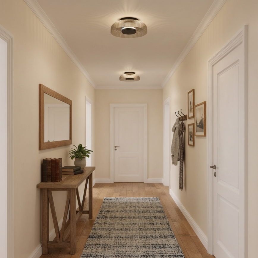 ITALUX - Plafonieră LED PASSO, 8W, 230V, 3000K, Ø 25 cm, negru fumuriu