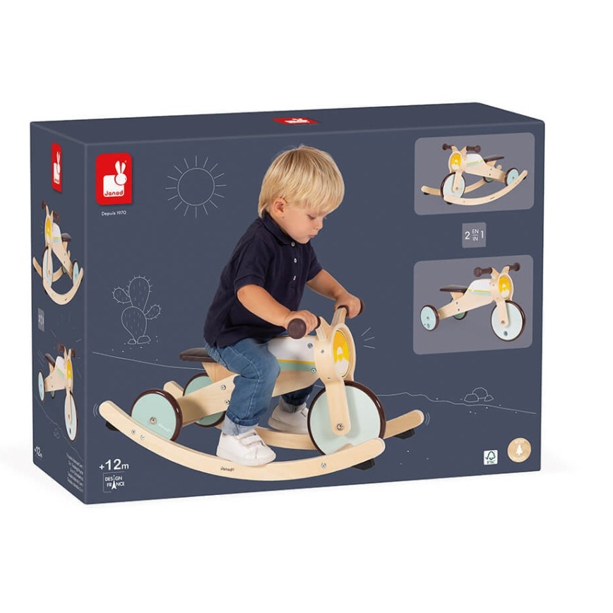 Janod - Bicicletă din lemn pentru copii 2 în 1