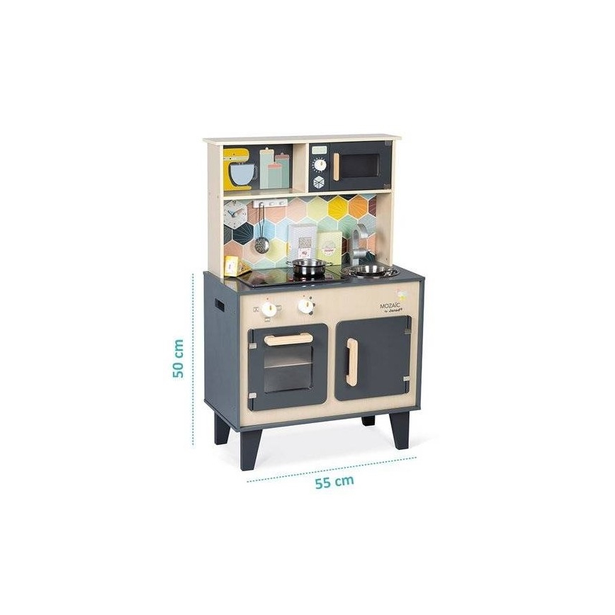 Janod - Bucătărie din lemn cu blat LED MOZAIC 2xLR6