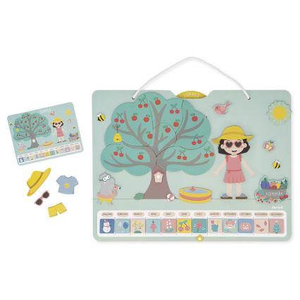 Janod - Calendar magnetic pentru copii cu anotimpuri, în limba engleză