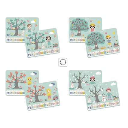 Janod - Calendar magnetic pentru copii cu anotimpuri, în limba engleză