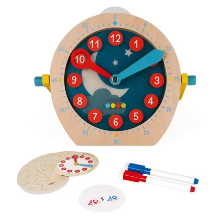 Janod - Ceas de lemn pentru copii JUCĂRII EDUCATIVE