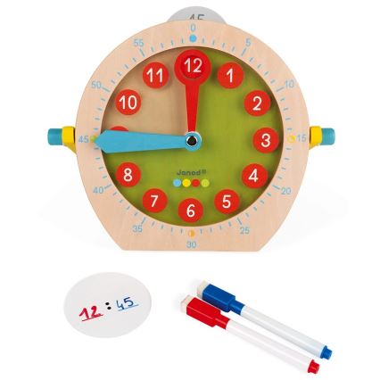 Janod - Ceas de lemn pentru copii JUCĂRII EDUCATIVE