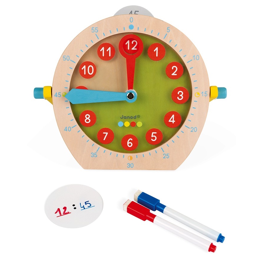 Janod - Ceas de lemn pentru copii JUCĂRII EDUCATIVE