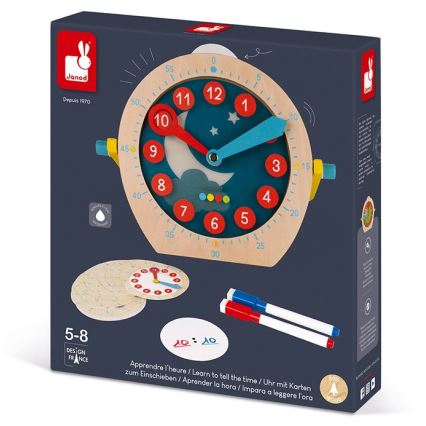 Janod - Ceas de lemn pentru copii JUCĂRII EDUCATIVE